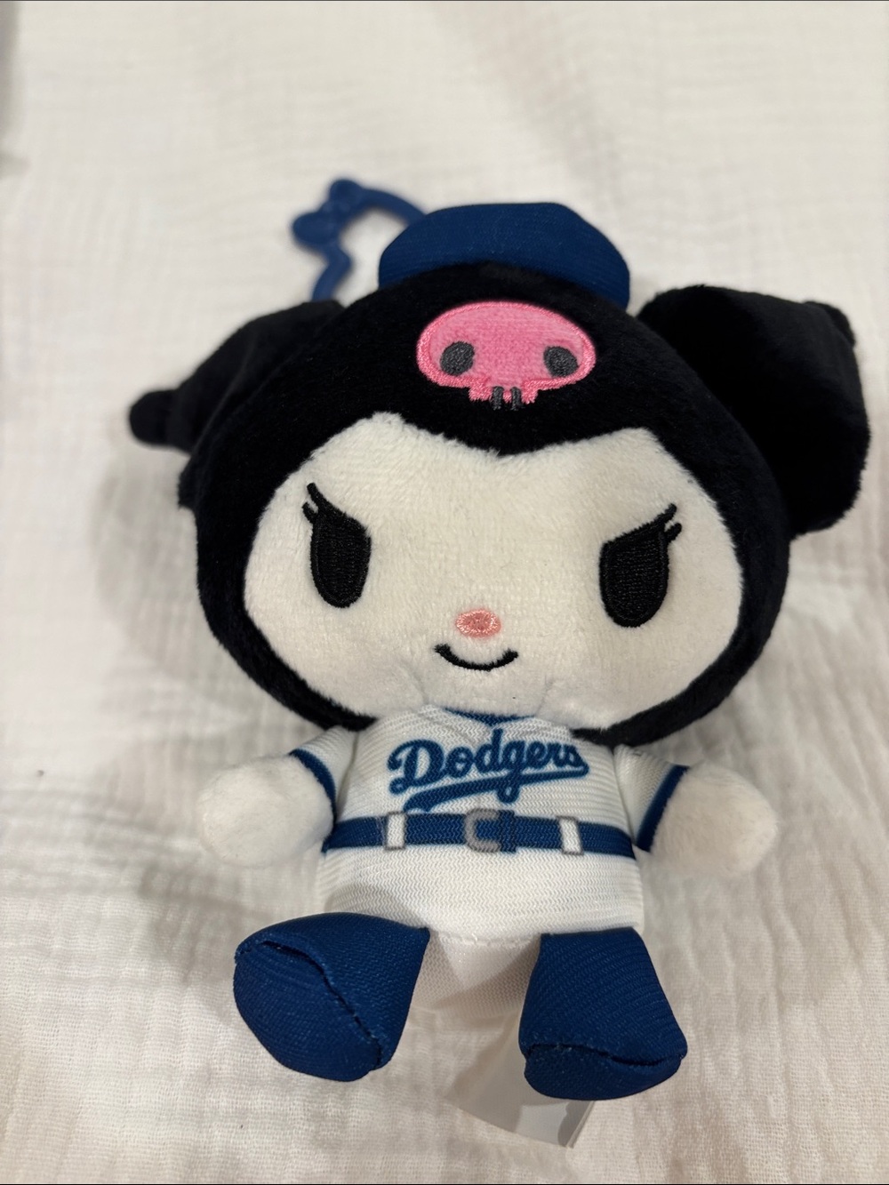 Hello Kitty Dodgers Kuromi Plush Clip - Black, White, Blue, Pink - Picture 2 of 4